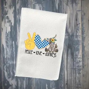 Peace Love Donkeys Kitchen Towel